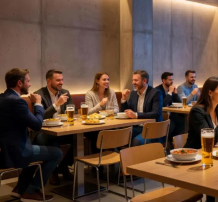 Atmosférická večeře v MESTSKY PROGRAM s industriálním minimalismem a teplým osvětlením